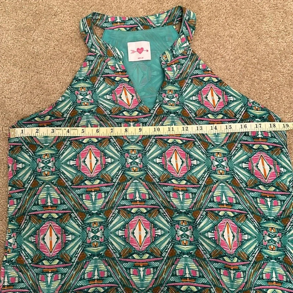 Buddy Love Teal and Pink Patterned Dress, Size Medium - Picture 3 of 5